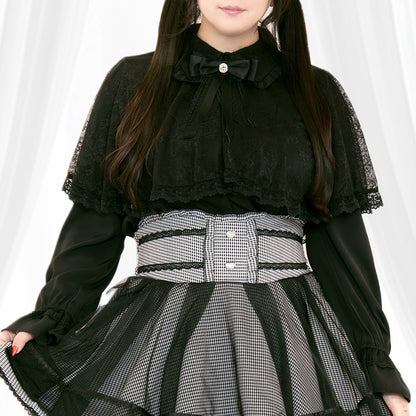 メロウナイト・地雷ブラックレースケープブラウス（3L/4L/5L）