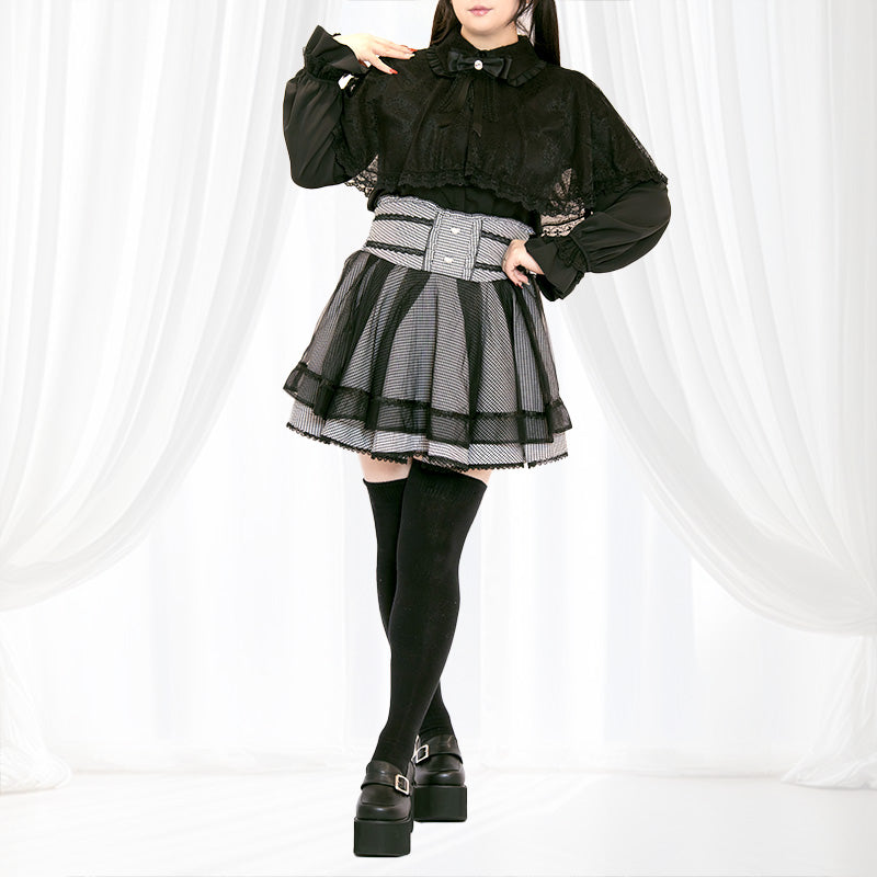 メロウナイト・地雷ブラックレースケープブラウス（3L/4L/5L）