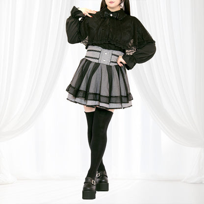 メロウナイト・地雷ブラックレースケープブラウス（3L/4L/5L）