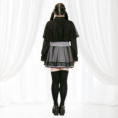 メロウナイト・地雷ブラックレースケープブラウス（3L/4L/5L）