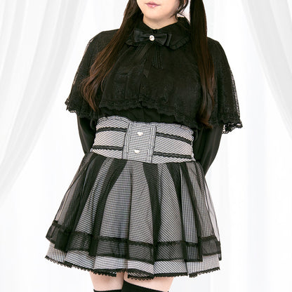 メロウナイト・地雷ブラックレースケープブラウス（3L/4L/5L）