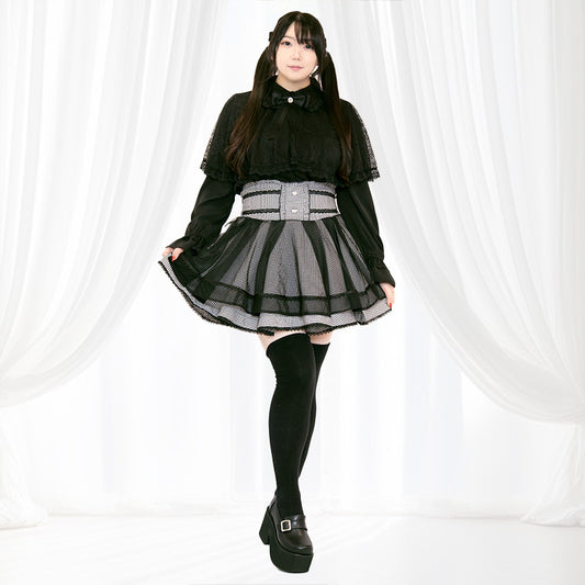 メロウナイト・地雷ブラックレースケープブラウス（3L/4L/5L）