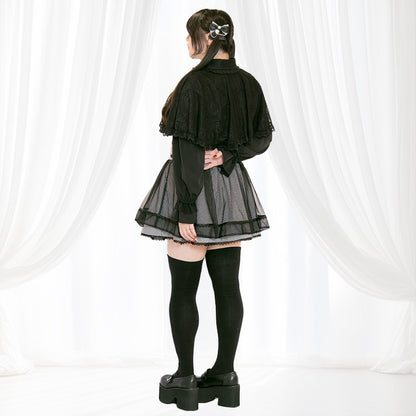 メロウナイト・地雷ブラックレースケープブラウス（3L/4L/5L）