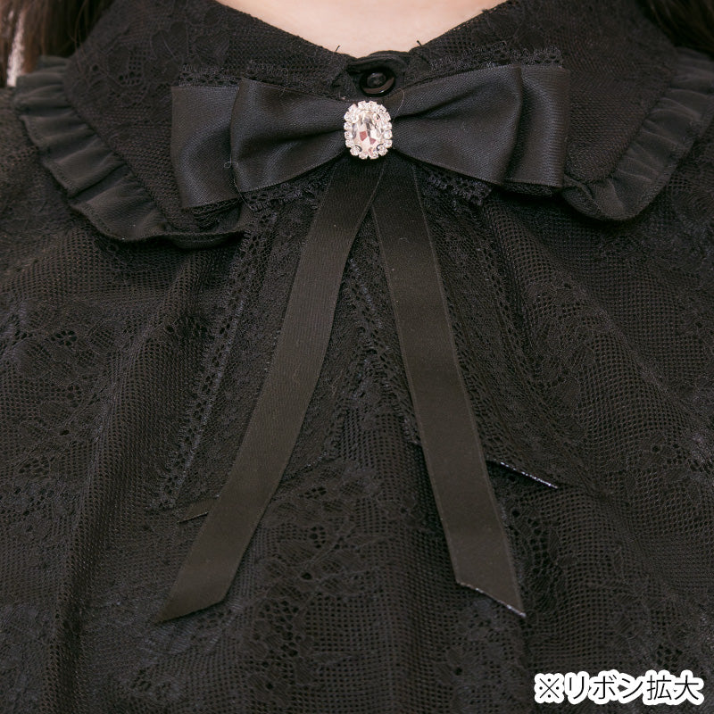 メロウナイト・地雷ブラックレースケープブラウス（3L/4L/5L）