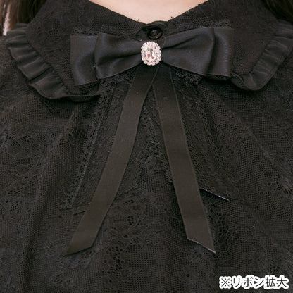 メロウナイト・地雷ブラックレースケープブラウス（3L/4L/5L）