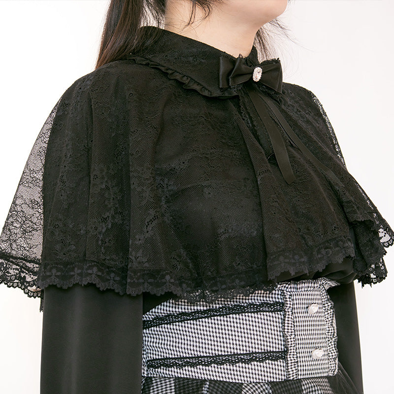 メロウナイト・地雷ブラックレースケープブラウス（3L/4L/5L）