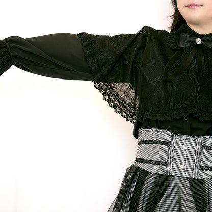 メロウナイト・地雷ブラックレースケープブラウス（3L/4L/5L）