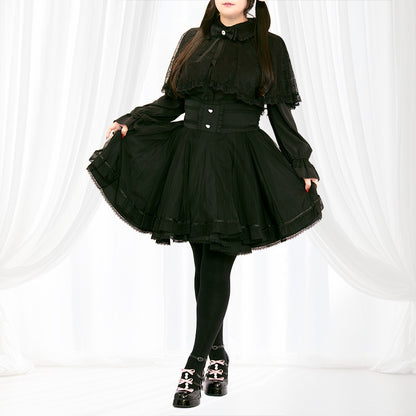 メロウナイト・地雷ブラックレースケープブラウス（3L/4L/5L）