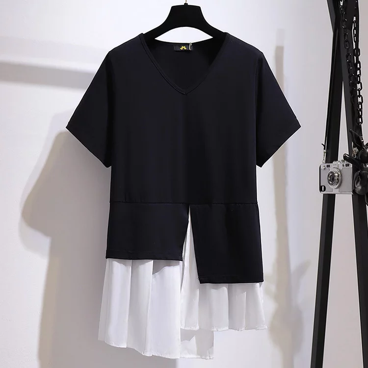 関西ファッション連合 レディースTシャツ 袖口ドッキング風 大きいサイズ