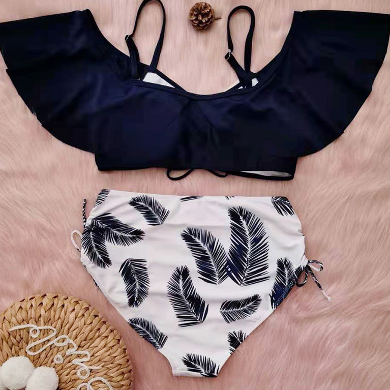 Blue Womens Beachwear and swimwear outfits Palm Angels Beachwear and swimwear outfits Palm Angels Leaf-print One-shoulder Bikini Top in Black 