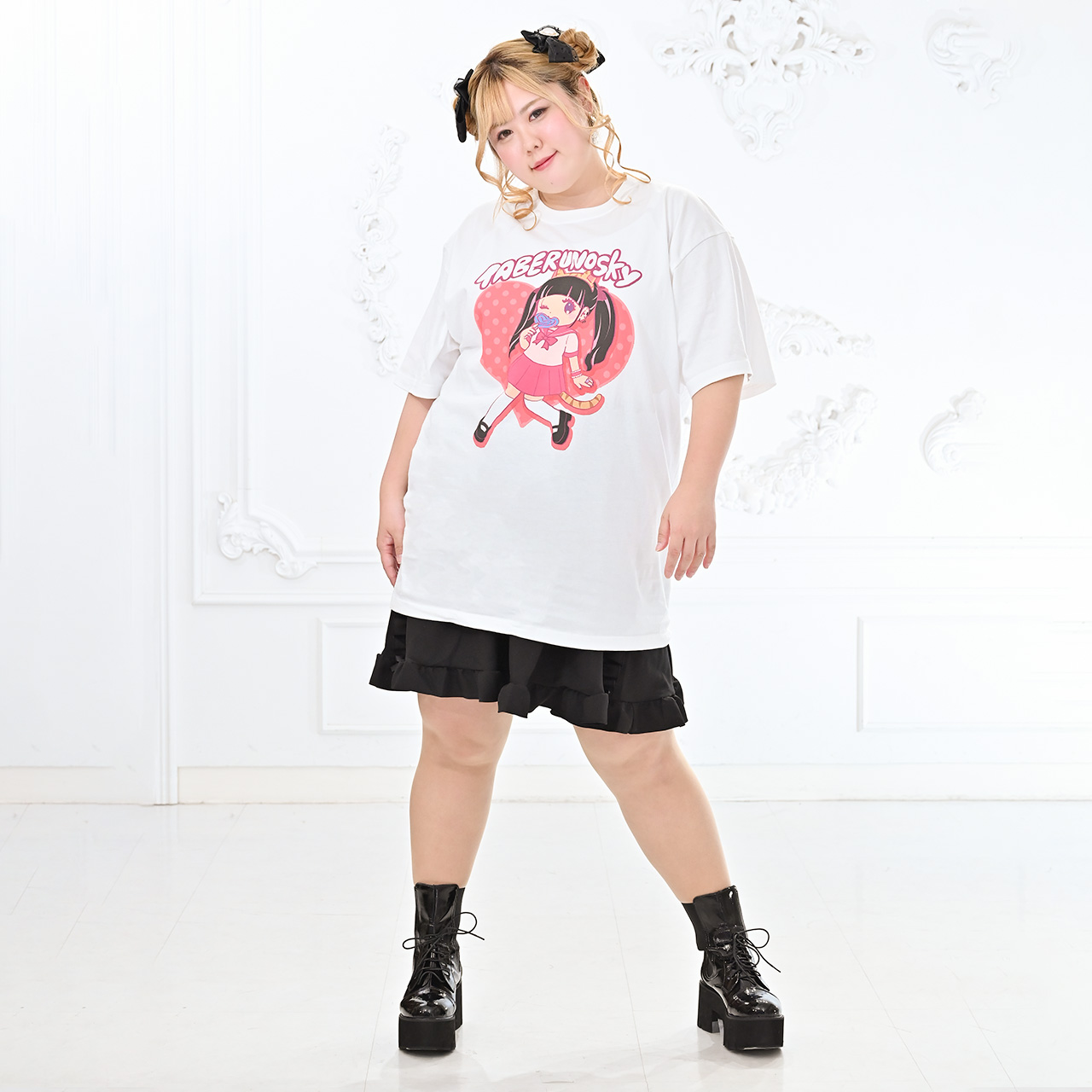 大きいサイズ レディース ≪受注生産≫猫girlキャンディTシャツ/Taberunosky(タベルノスキー) 12