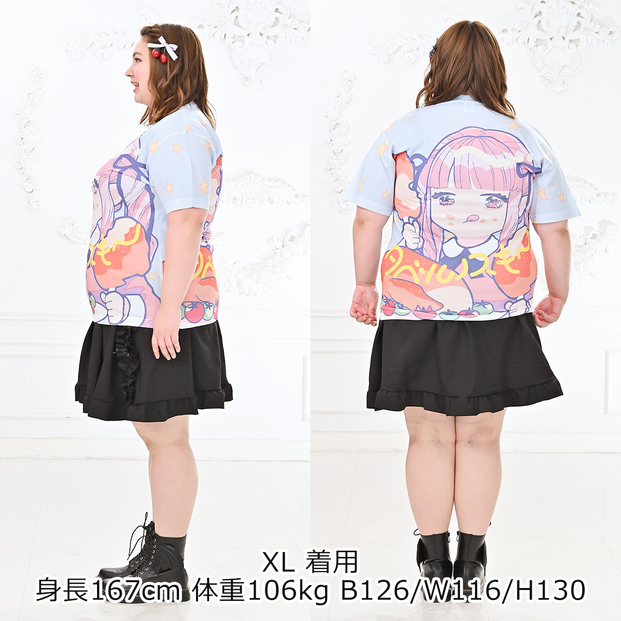 大きいサイズ レディース ≪受注生産≫フルグラフィックTシャツ（jirai girL） 3