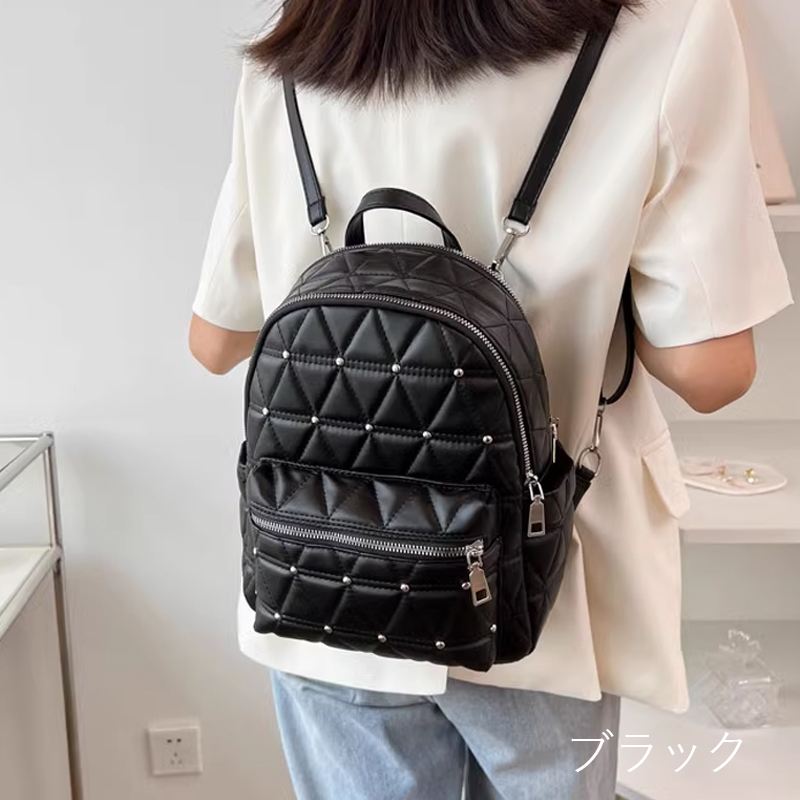 大きいサイズ レディース スタッズ付きキルティングリュックBAG/Taberunosky(タベルノスキー) BAG,大きいサイズ,プラスサイズ,カジュアル,小物,カバン,リュック 3