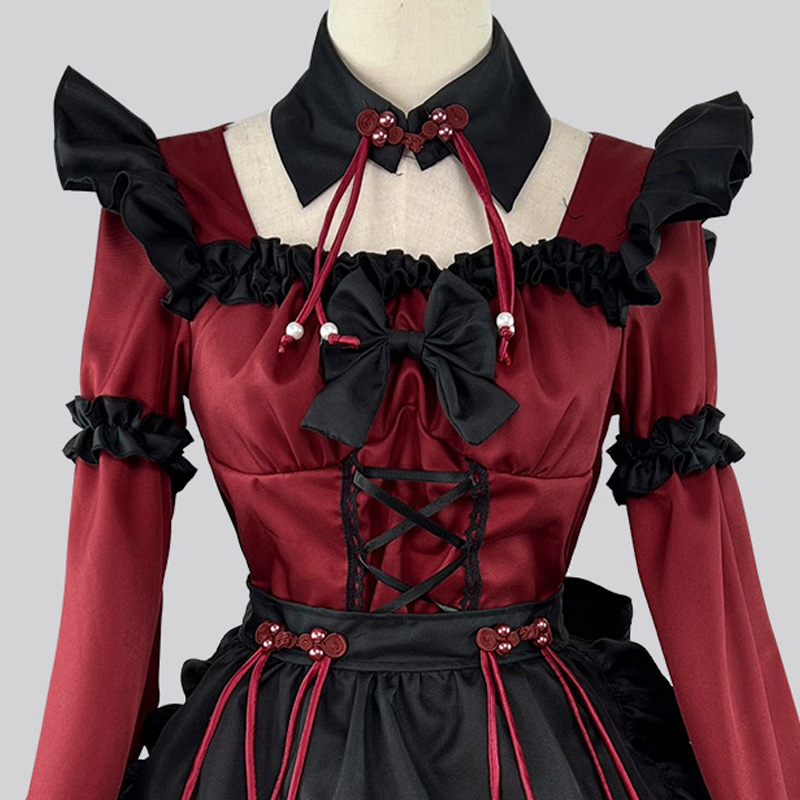 大きいサイズ レディース 中華風メイド服ワンピ―ス (M/L/2L/3L/4L/5L/6L)/コスプレ/ハロウィン 大きいサイズ,プラスサイズ,ワンピース,半袖,ゴスロリ,ロリータ,コスプレ,ハロウィン,メイド,8255 5