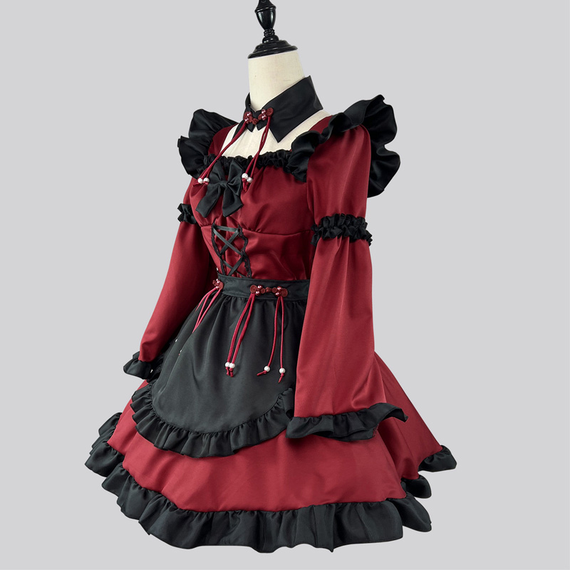 大きいサイズ レディース 中華風メイド服ワンピ―ス (M/L/2L/3L/4L/5L/6L)/コスプレ/ハロウィン 大きいサイズ,プラスサイズ,ワンピース,半袖,ゴスロリ,ロリータ,コスプレ,ハロウィン,メイド,8255 2