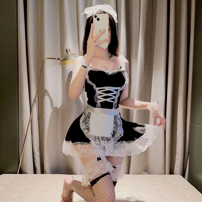 大きいサイズ レディース オトナセクシー・メイド服の衣装セット（3L/4L)/コスプレ/セクシー 大きいサイズ,プラスサイズ,下着,ランジェリー,セクシー,セクシーランジェリー,ミニ,コスプレ,衣装,コスチューム,メイド,キャバ,夜職 5