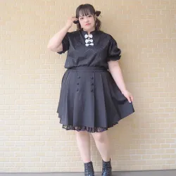 大きいサイズ レディースを使った横川麻衣♥しゅわしゅわ症候群のぽっちゃりコーデ