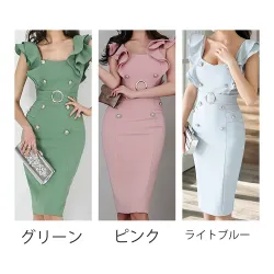 大きいサイズ レディース セクシータイトワンピース(2L)/ドレス/韓国ファッション/キャバスーツ s12