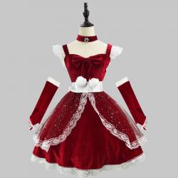 オーバーレーススカート付きフリルワンピ―ス (M/L/2L/3L/4L/5L/6L)/コスプレ/クリスマス